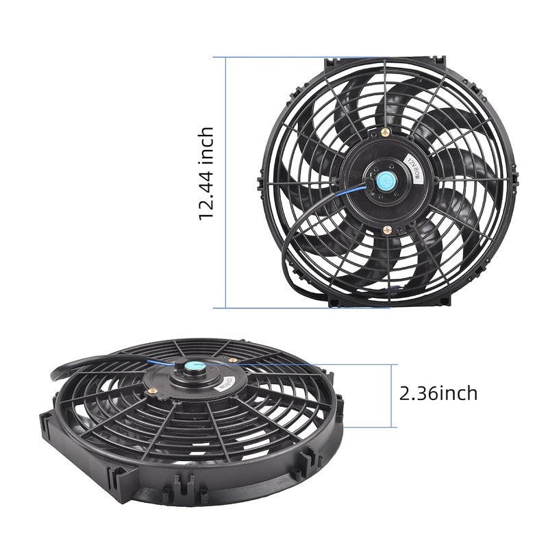 GESEXI 12 Inch Slim Fan Push Pull Electric Radiator Cooling Fan Universal High Performance 12V 80W Motor with Fan Mounting Kit (Black) - Image 4